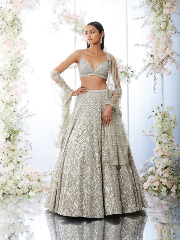 Seema Gujral Silver Crystal Lehenga Set Nikaza Asian Couture