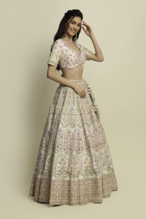 Priyanka Jain  Bridal lehenga in pastel colour with applique embroidery - Image 9