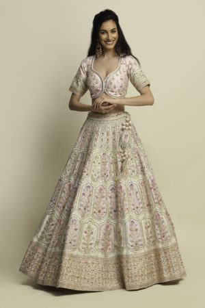 Priyanka Jain  Bridal lehenga in pastel colour with applique embroidery - Image 8