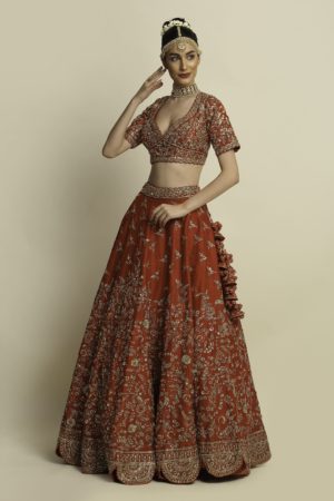 Priyanka Jain  Red Bridal lehenga with intricate hand embroidery - Image 7
