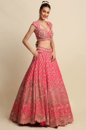 Priyanka Jain  Fushia Pink Bridal lehenga with intricate hand embroidery - Image 7