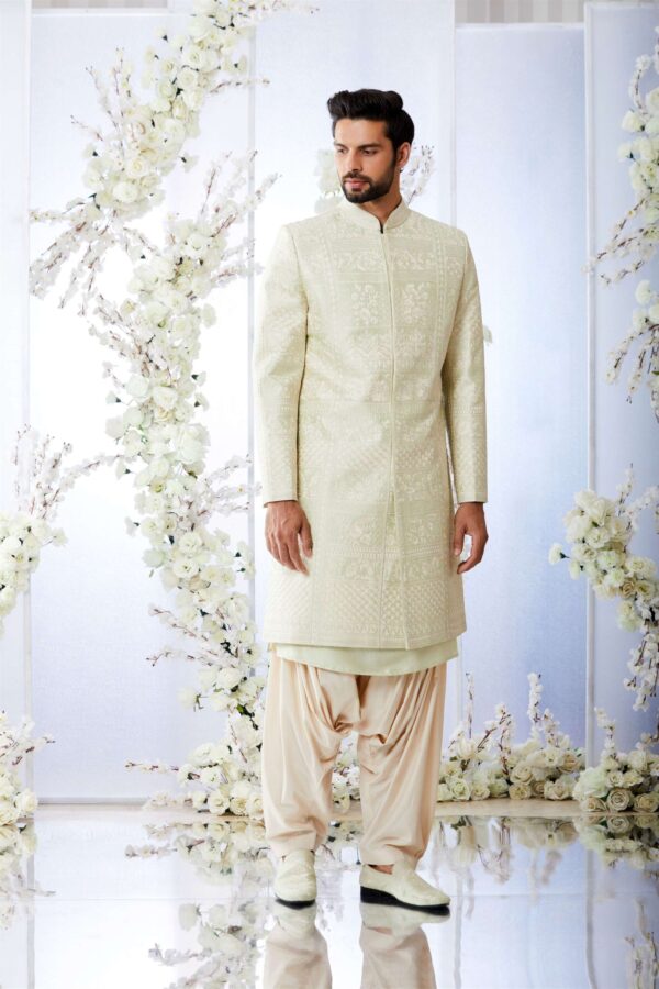 Seema Gujral- Mint Green Sherwani Set
