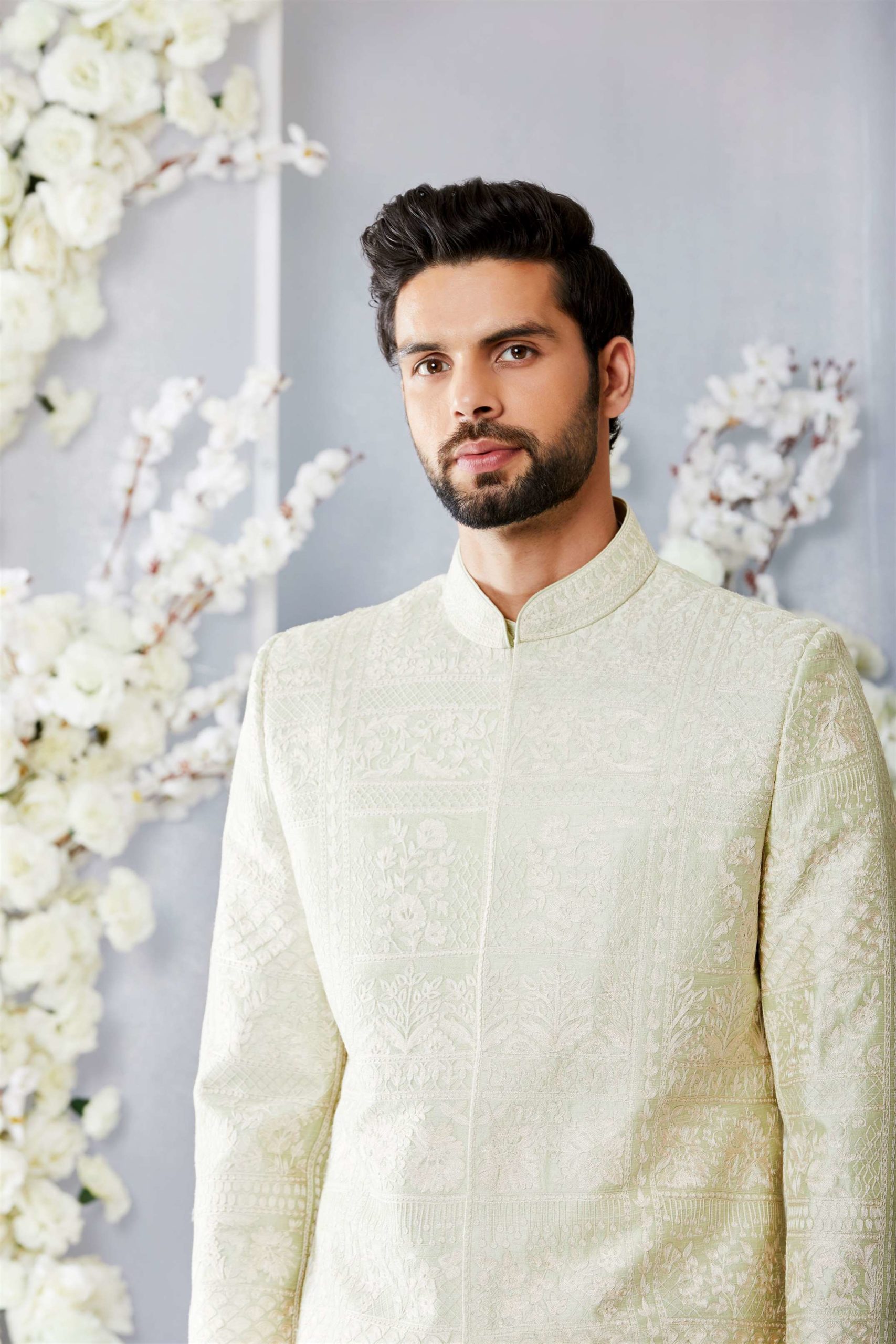 Seema Gujral- Mint Green Sherwani Set – Nikaza Asian Couture