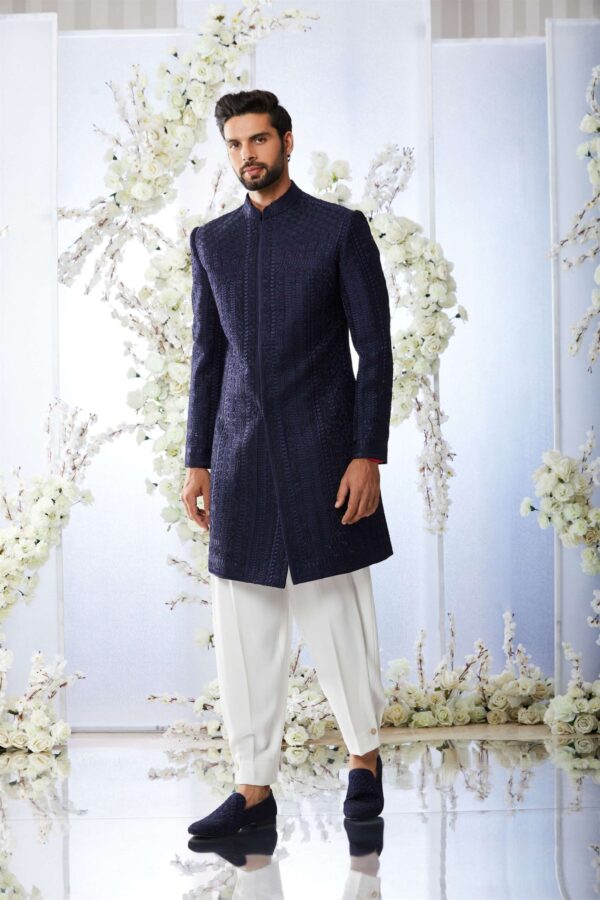 Seema Gujral -Midnight Blue Sherwani Set