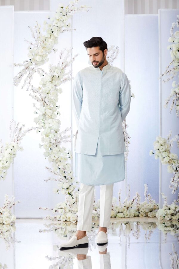 Seema Gujral - Ice Blue Bundi Set