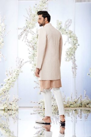 Seema Gujral - Salmon Short Sherwani Set - Image 2