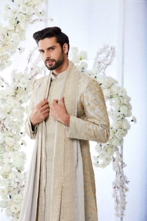 Seema Gujral- Two Tone Grey Sherwani Set - Image 2
