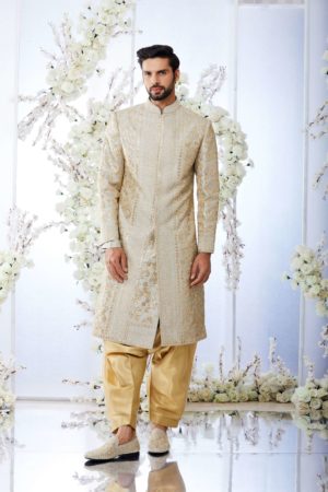 Seema Gujral- Two Tone Grey Sherwani Set - Image 4
