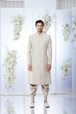 Seema Gujral- Ivory Sequin Sherwani Set - Image 7