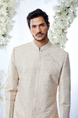 Seema Gujral- Ivory Sequin Sherwani Set - Image 4