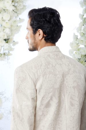 Seema Gujral- Ivory Sequin Sherwani Set - Image 2