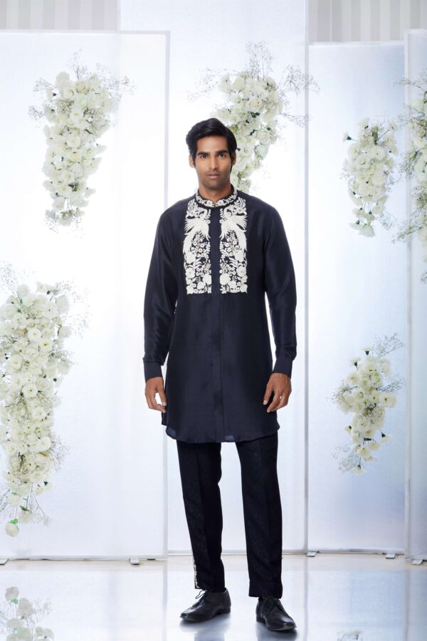 Seema Gujral-Black Silk Kurta Set