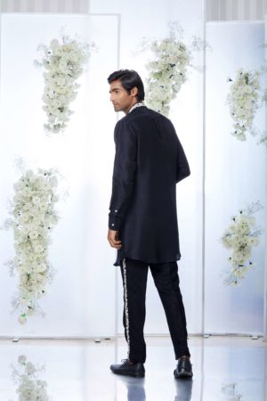 Seema Gujral-Black Silk Kurta Set - Image 2