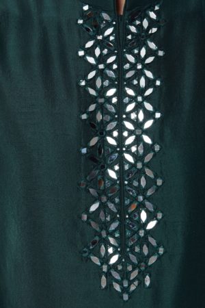 Seema Gujral- Emerald Green Mirror Open Sherwani Set - Image 6