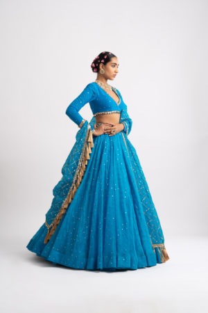 Vvani Vats Firozi Silk Organza Heavy Dupatta Lehenga Set - Image 2