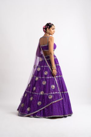 Vvani Vats Purple Noodle Strap Multi Tier Lehenga Set - Image 3