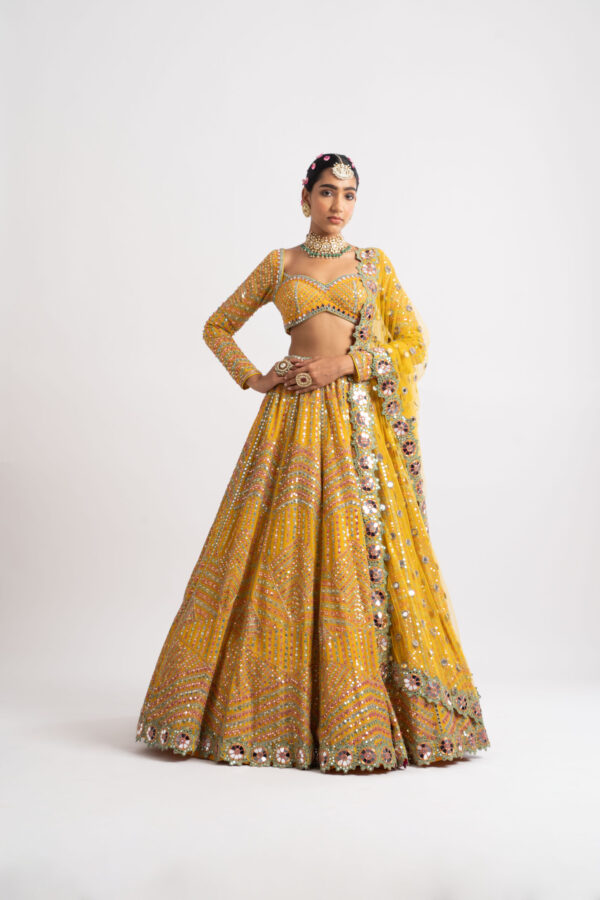 Vvani Vats Yellow Heavy Multi Color Lehenga Set