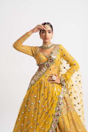Vvani Vats Yellow Heavy Multi Color Lehenga Set - Image 2