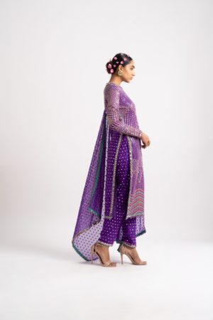 Vvani Vats Purple Multi Embroidery Round Neck Kurta Set - Image 3