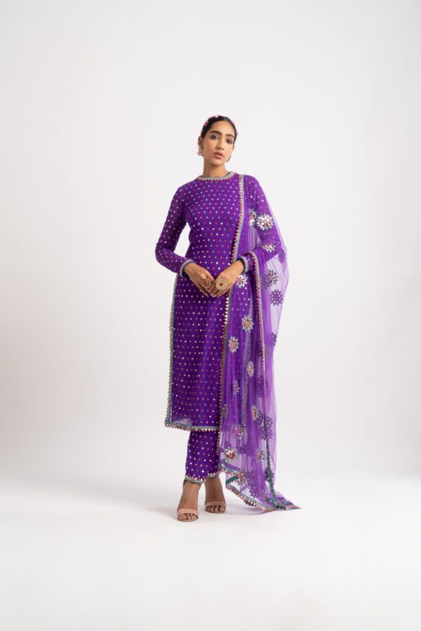 Vvani Vats Purple Multi Polka Pant Kurta Set