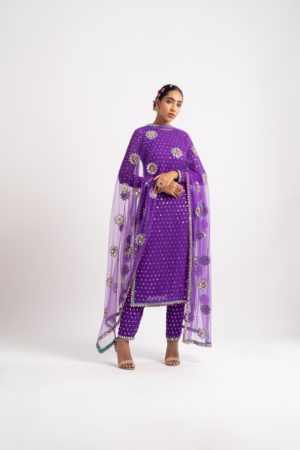 Vvani Vats Purple Multi Polka Pant Kurta Set - Image 2