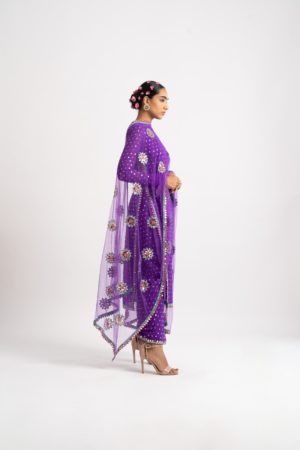 Vvani Vats Purple Multi Polka Pant Kurta Set - Image 3