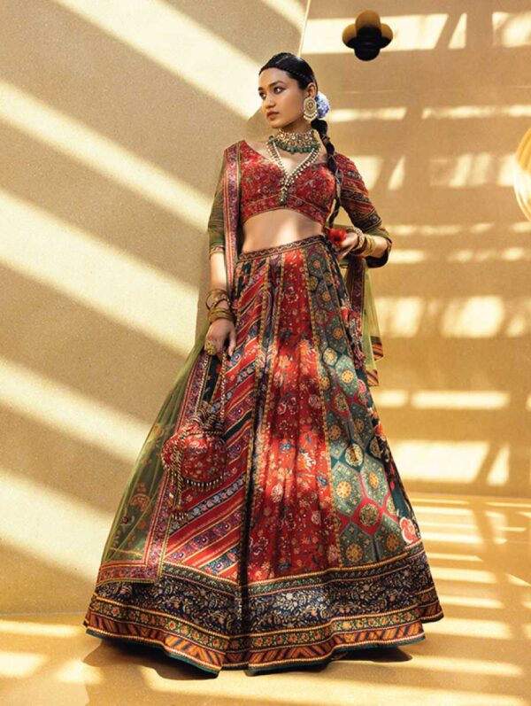 Kalista - A vibrant multicolor lehenga with a digital floral print