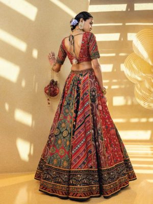 Kalista - A vibrant multicolor lehenga with a digital floral print - Image 2