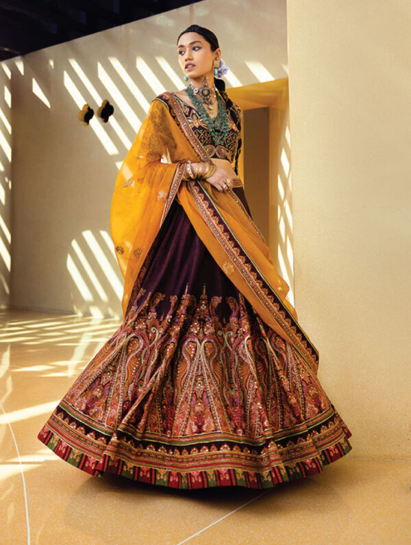 Kalista -Wine paisley lehenga