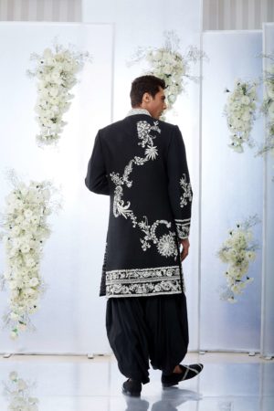 Seema Gujral- Black & White Sherwani Set - Image 6