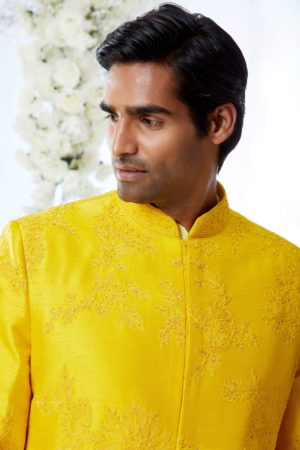 Seema Gujral- Sunset Yellow Sherwani Set - Image 4