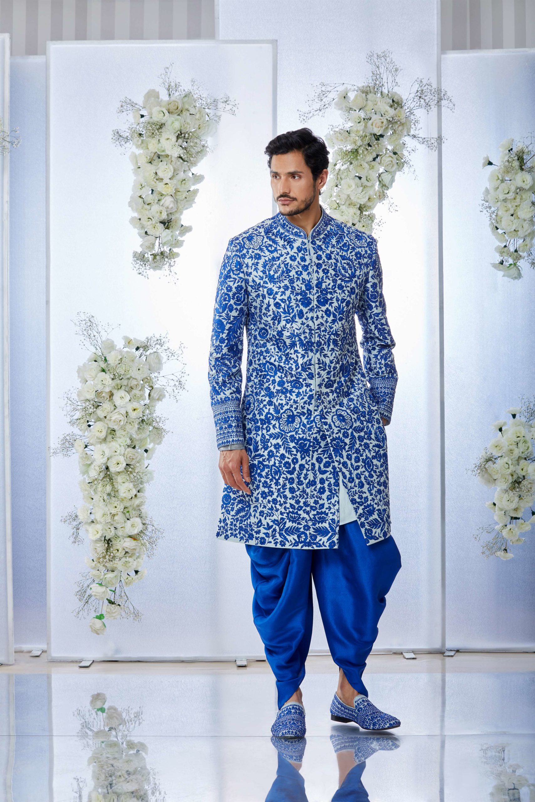 Seema Gujral Blue on Blue Sherwani Set Nikaza Asian Couture