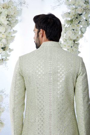 Seema Gujral- Aqua Green Sherwani set - Image 4