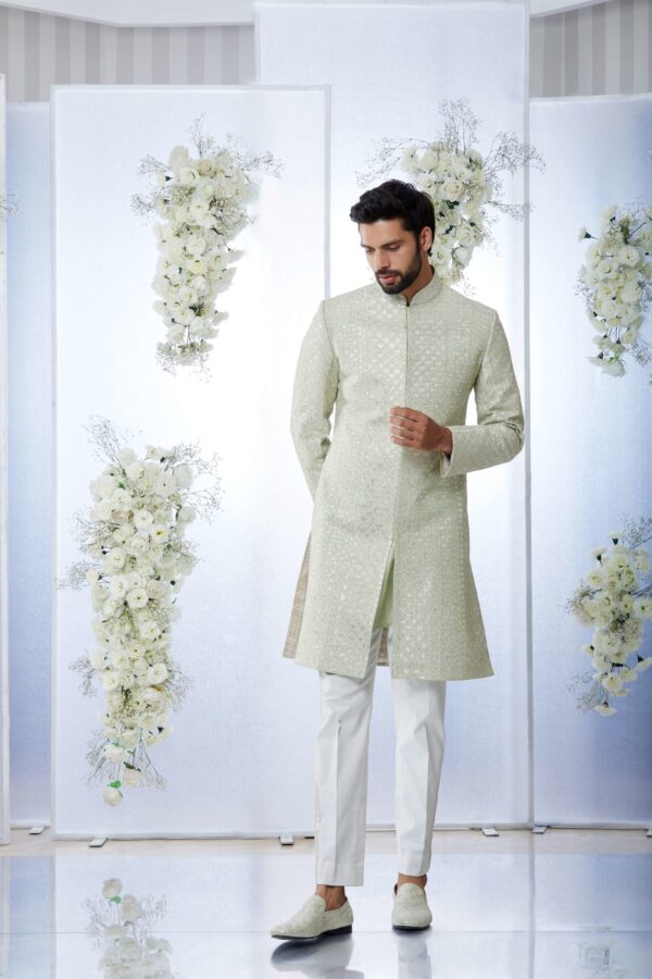 Seema Gujral- Aqua Green Sherwani set