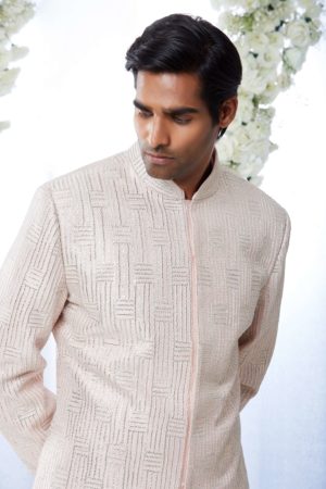 Seema Gujral- Powder Pink Sherwani Set - Image 3