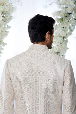 Seema Gujral- Powder Peach Sherwani Set - Image 4