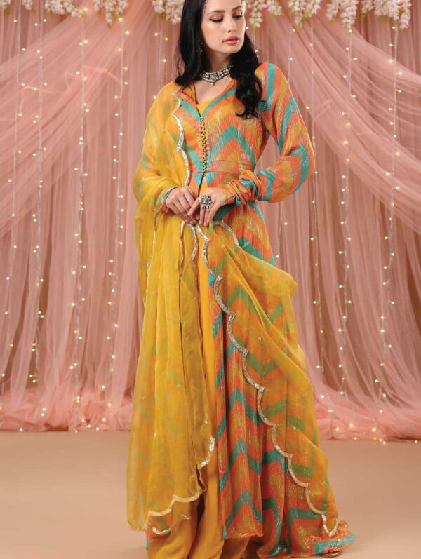Aayushi Maniar -  CHEVRON JACKET ANARKALI SET