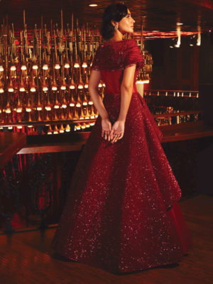 Kamali Couture - Satin Embroidered Peplum Gown - Image 2