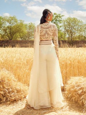 Ridhima Bhasin - Ivory Printed Sharara Saree - Image 3