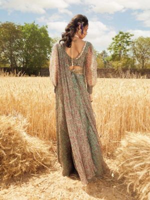 Ridhima Bhasin - Aqua Printed Sharara Saree - Image 3