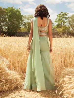 Ridhima Bhasin - Aqua Embroidered Sharara Set - Image 2