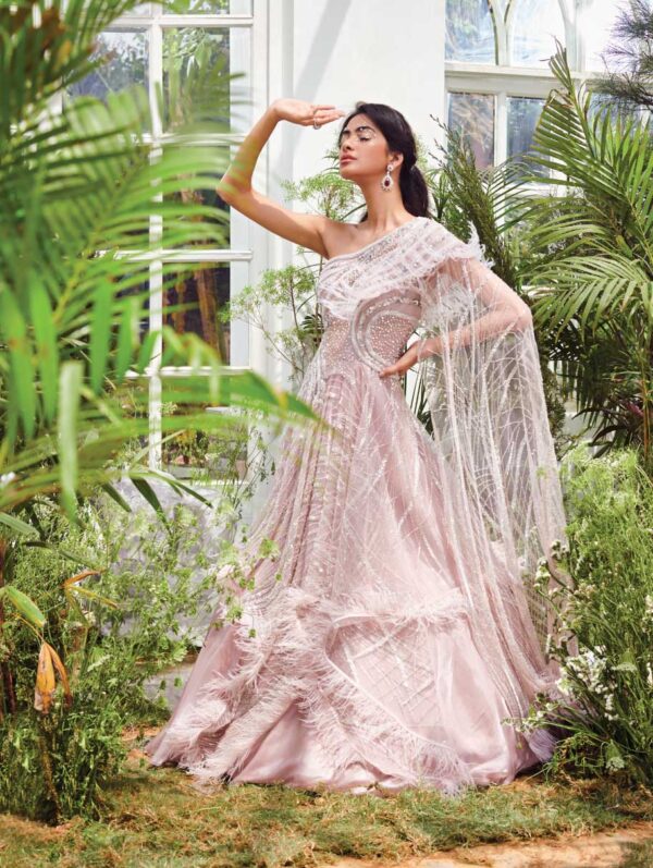 Kamali Couture - One shoulder structured gown with falling drape