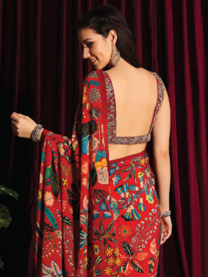 Aayushi Maniar - PRINTED SAREE WITH A HEAVY EMBROIDERED BLOUSE - Image 2