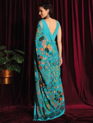 Aayushi Maniar - PRINTED SAREE WITH EMBROIDERED BLOUSE - Image 2