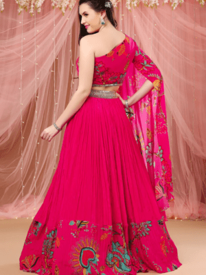 Aayushi Maniar - RANI ONE SHOULDER DRAPED BLOUSE WITH A LEHENGA - Image 2