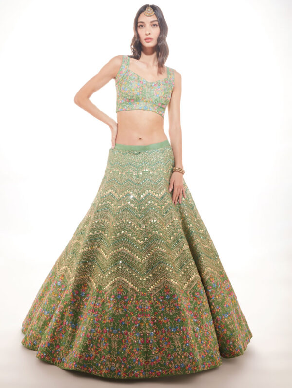 Chamee & Palak - Green astrea lehenga