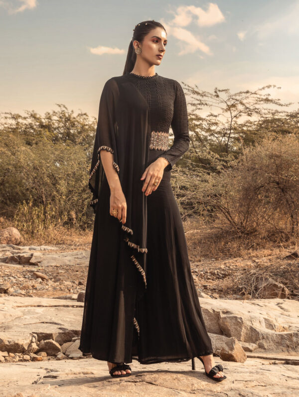 Ridhima Basim - Classic black jumpsuit with jewel tone belt