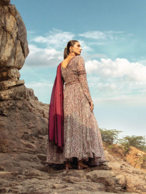 Ridhima Basim - Printed anarkali paired up with pre draped organza dupatta - Image 2