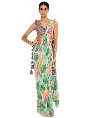 PAYAL SINGHAL - AKHIRA GREY SAREE - Image 3