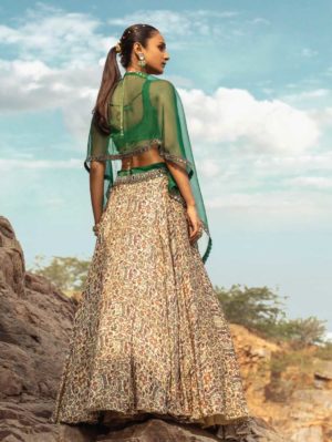 Ridhima Basim - Printed high waisted skirt with cutwork - Image 2